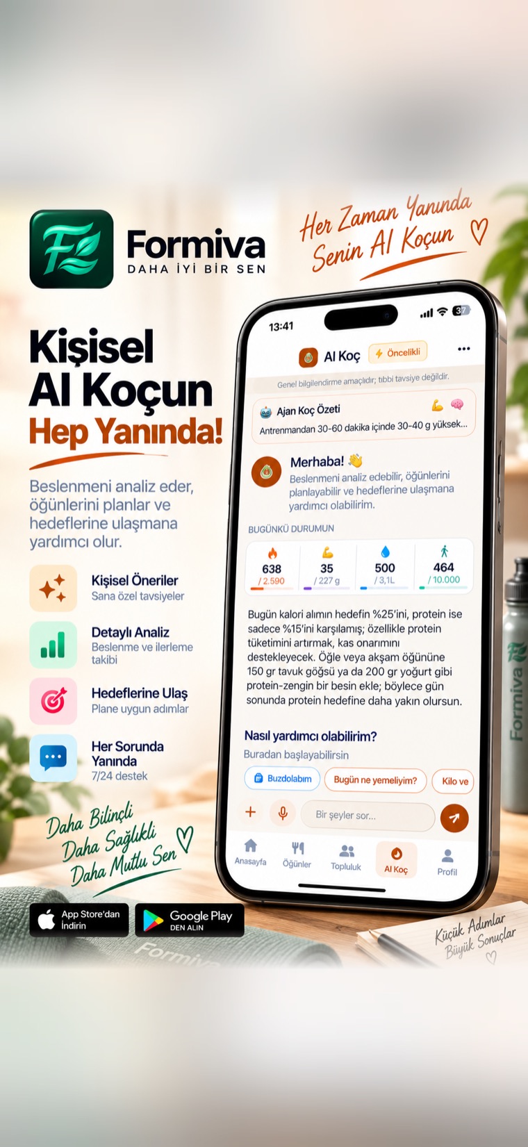 AI Koç: kalan kalorine göre kişisel beslenme önerileri