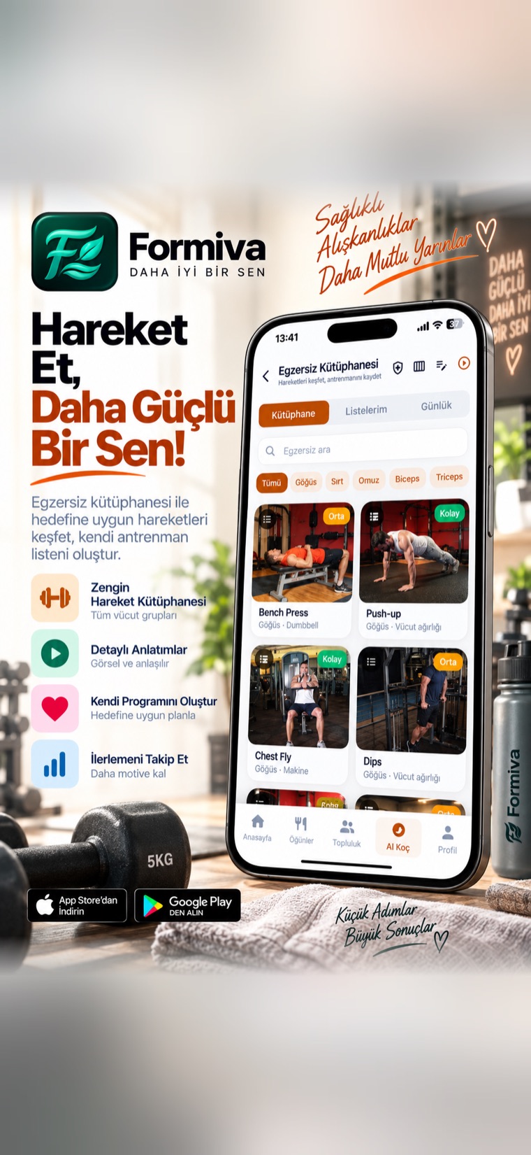 Egzersiz kütüphanesi: hareketler ve antrenman programları